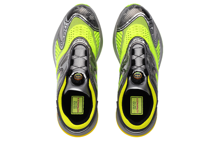 Мужские кроссовки Gucci Ultrapace R (серебристо-желтые) — фото 4