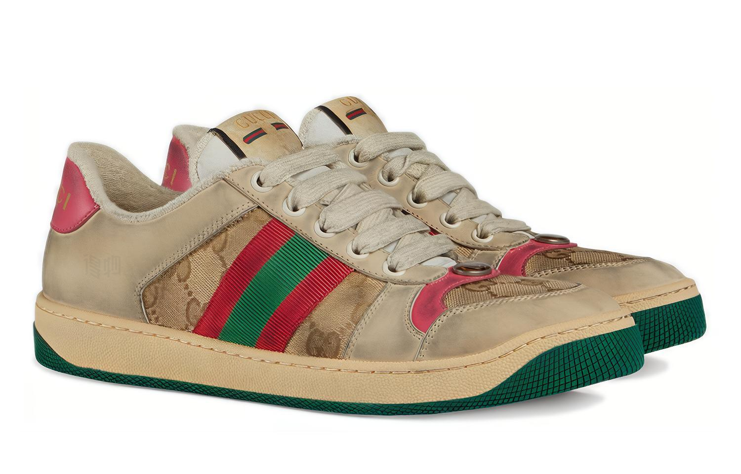 Женские кеды Gucci Screener Leather Sneaker (коричневый) — фото 2