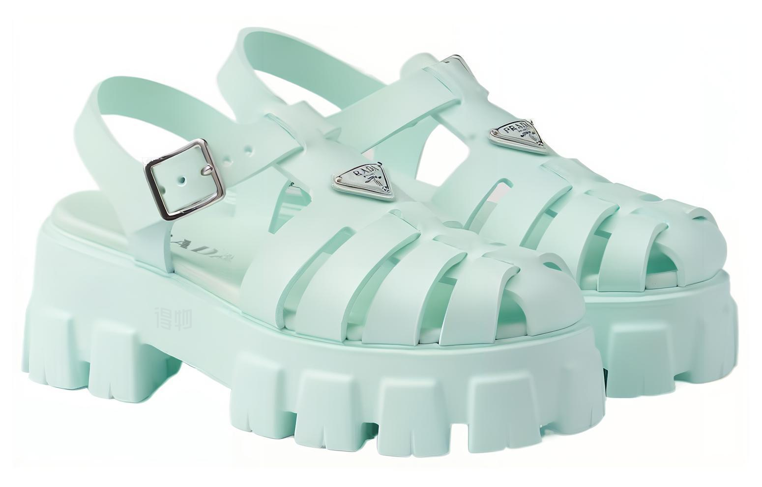 Женские сандалии Prada Monolith 5.5cm (светло-голубые) — фото 3