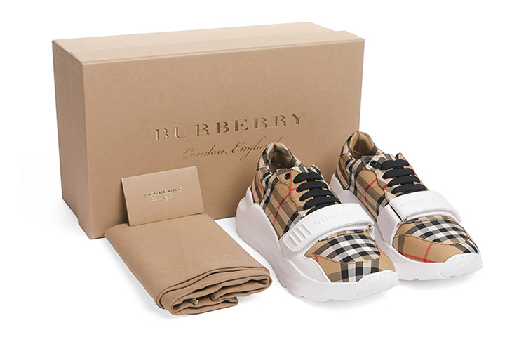 Женские кроссовки Burberry Vintage 2020SS (бежевые) — фото 6