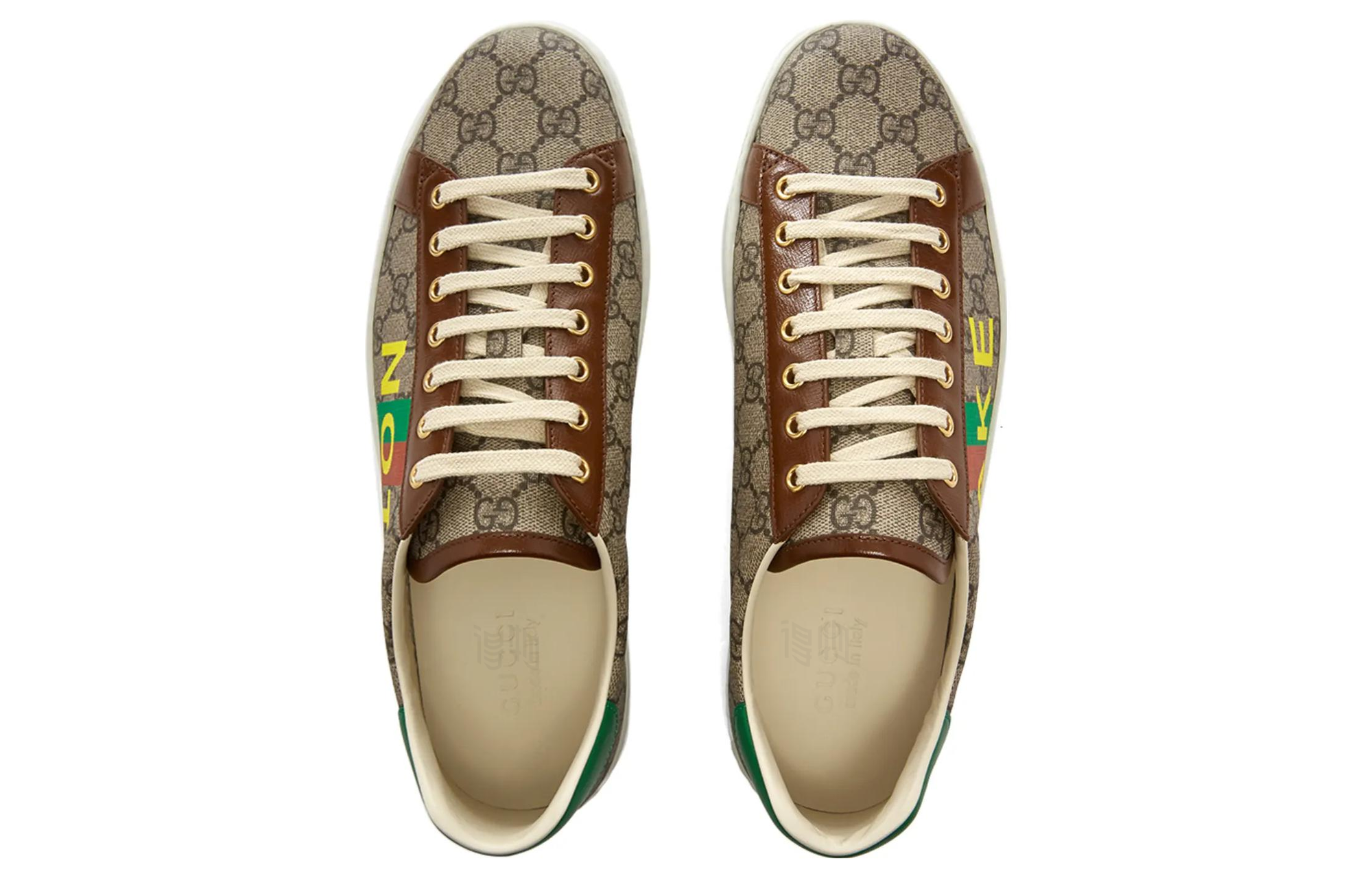 Женские кеды Gucci ACE Fake/Not (коричневый) — фото 4