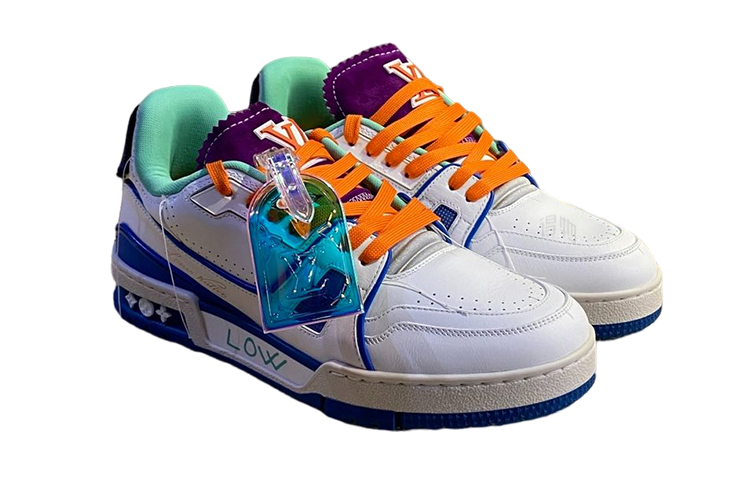 Мужские кеды Louis Vuitton Trainer (бело-синий) — фото 3