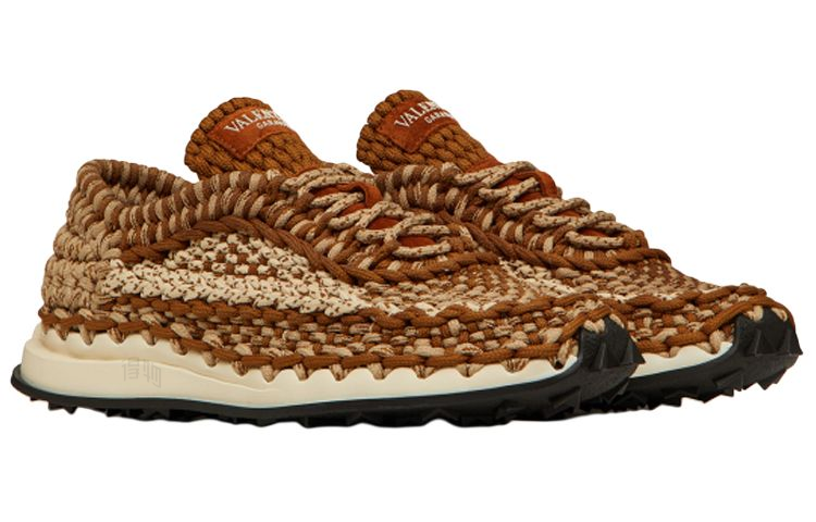 Мужские кроссовки Valentino Crochet (коричнево-желтые) — фото 3