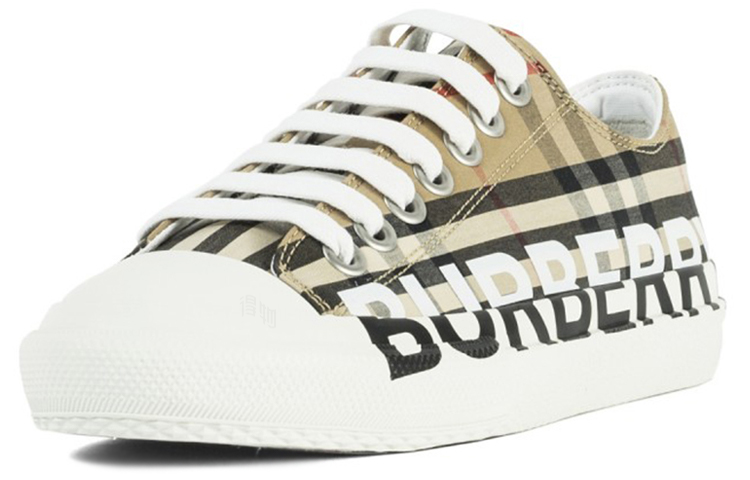 Женские кеды Burberry (бежевые) — фото 3