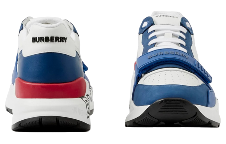 Мужские кроссовки Burberry Logo Print (бело-синие) — фото 4