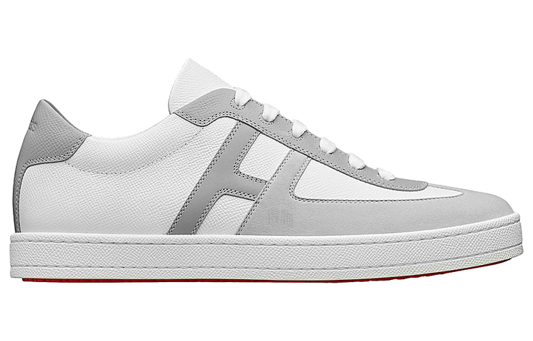 Мужские кеды Hermes Boomerang (бело-серый) — фото 2