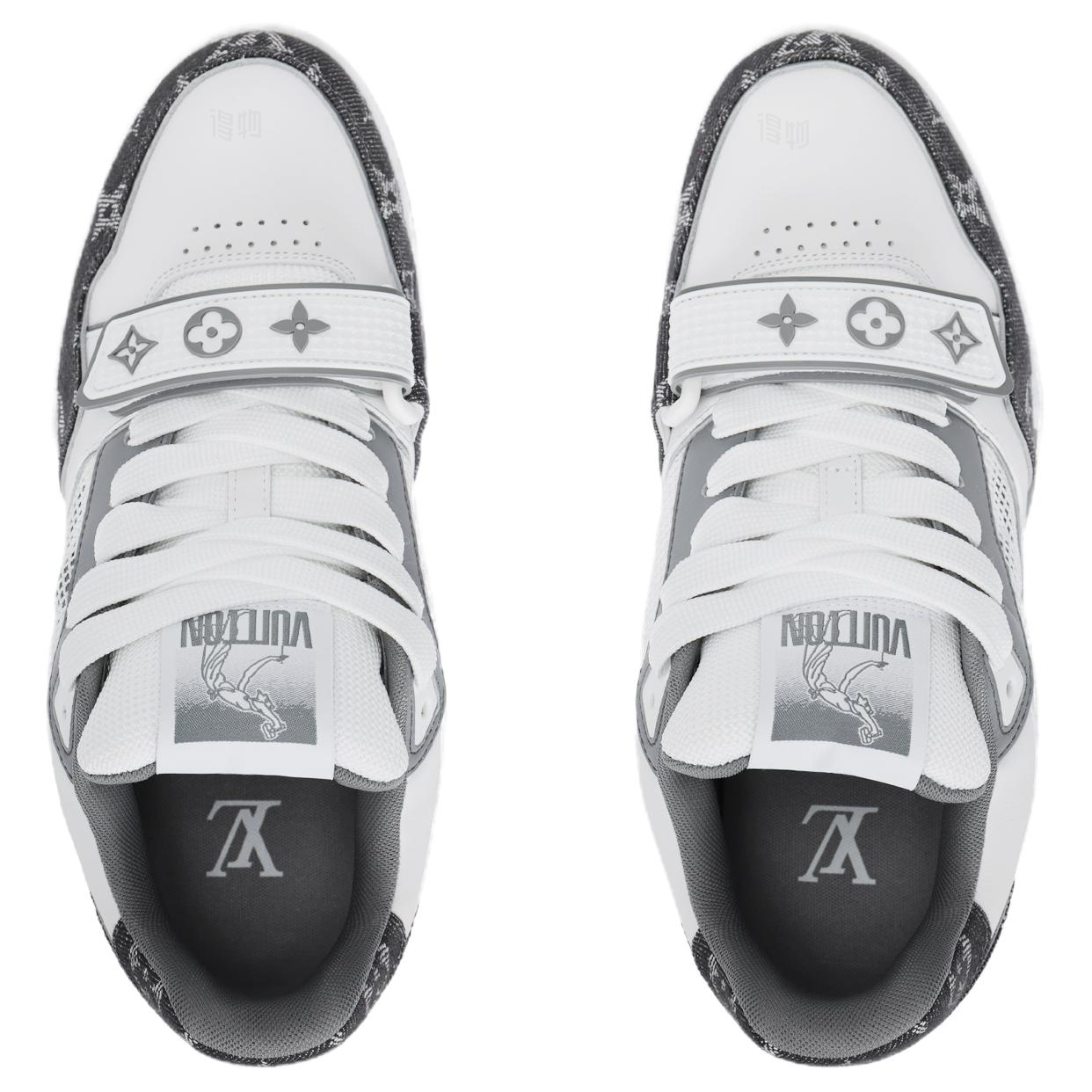 Мужские кроссовки Louis Vuitton Trainer (бело-черные) — фото 3