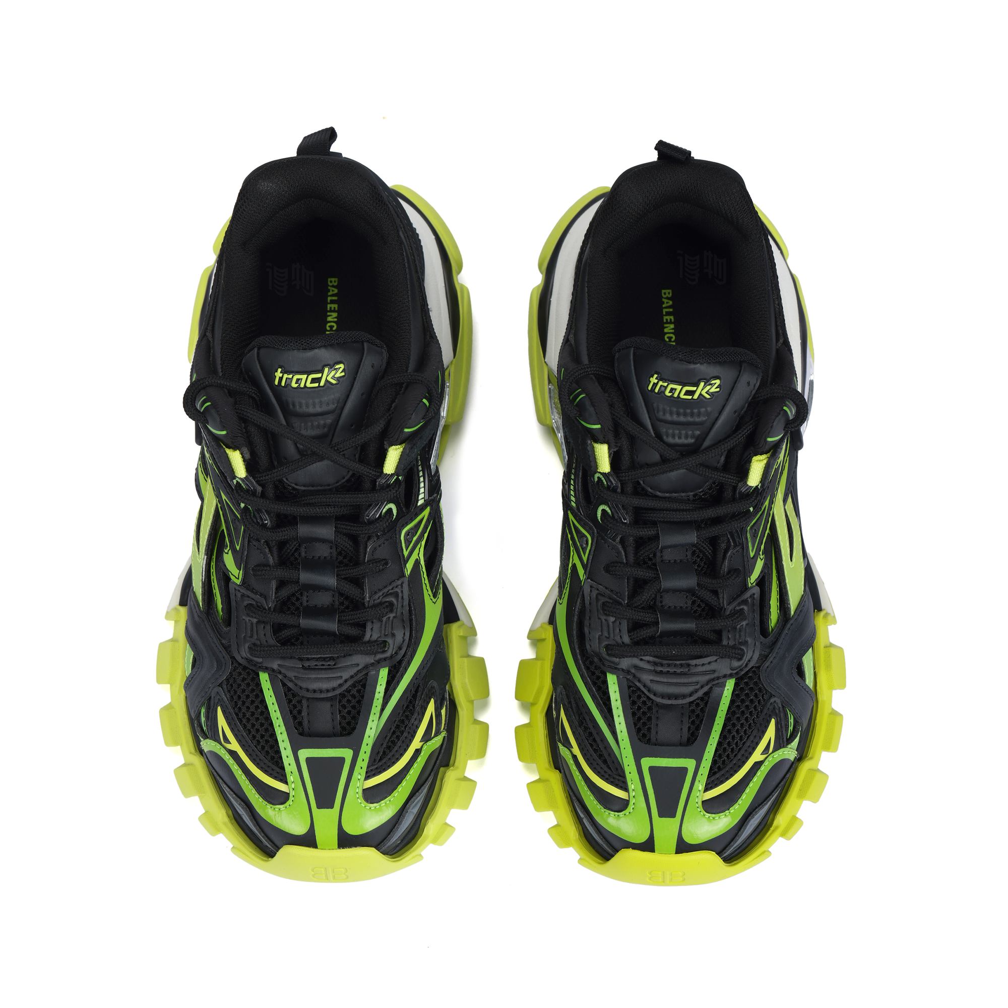 Мужские кроссовки Balenciaga Track 2.0 (черно-зелено-белые) — фото 3