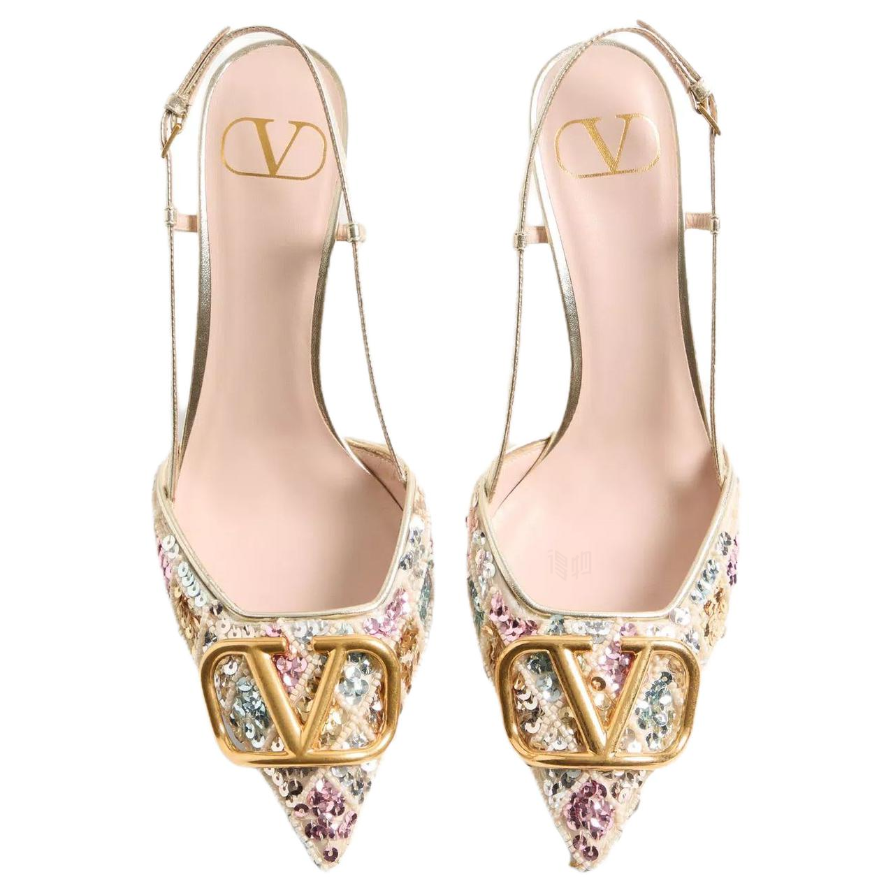 Женские туфли Valentino VLogo Signature (золотые) — фото 5
