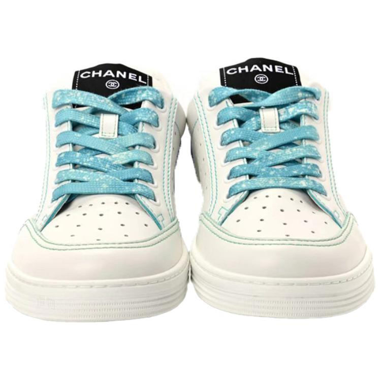 Женские кеды Chanel Low-Top (бело-синие) — фото 3