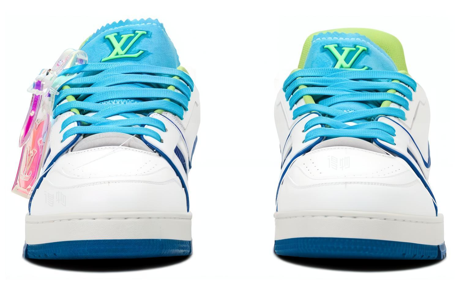Мужские кроссовки Louis Vuitton Trainer (сине-белые) — фото 3