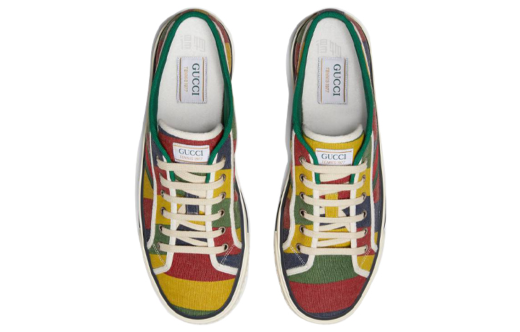 Мужские кеды Gucci Tennis 1977 (красно-зелено-желтый) — фото 4