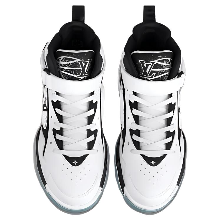 Мужские кроссовки Louis Vuitton Trainer 2 (бело-черные с принтом) — фото 3