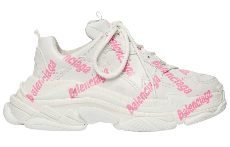 Женские кроссовки Balenciaga Triple S (бело-розовые) — фото 2