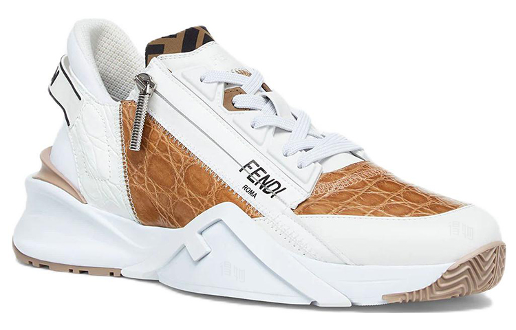 Мужские кроссовки Fendi Flow (бело-коричневый) — фото 2