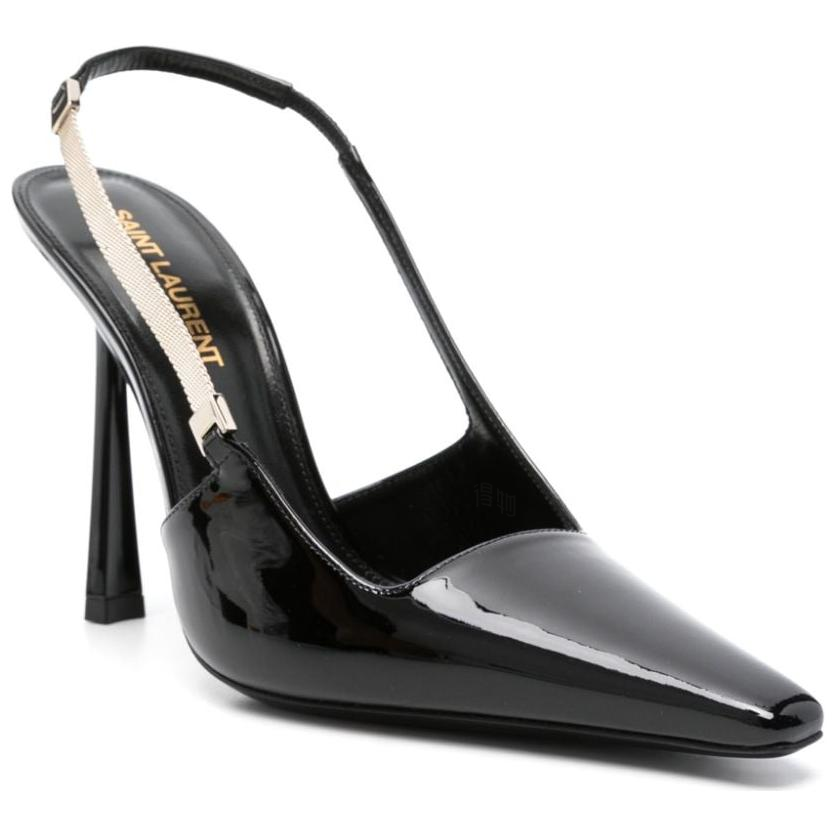 Женские туфли Saint Laurent Slingbacks (черные) — фото 3