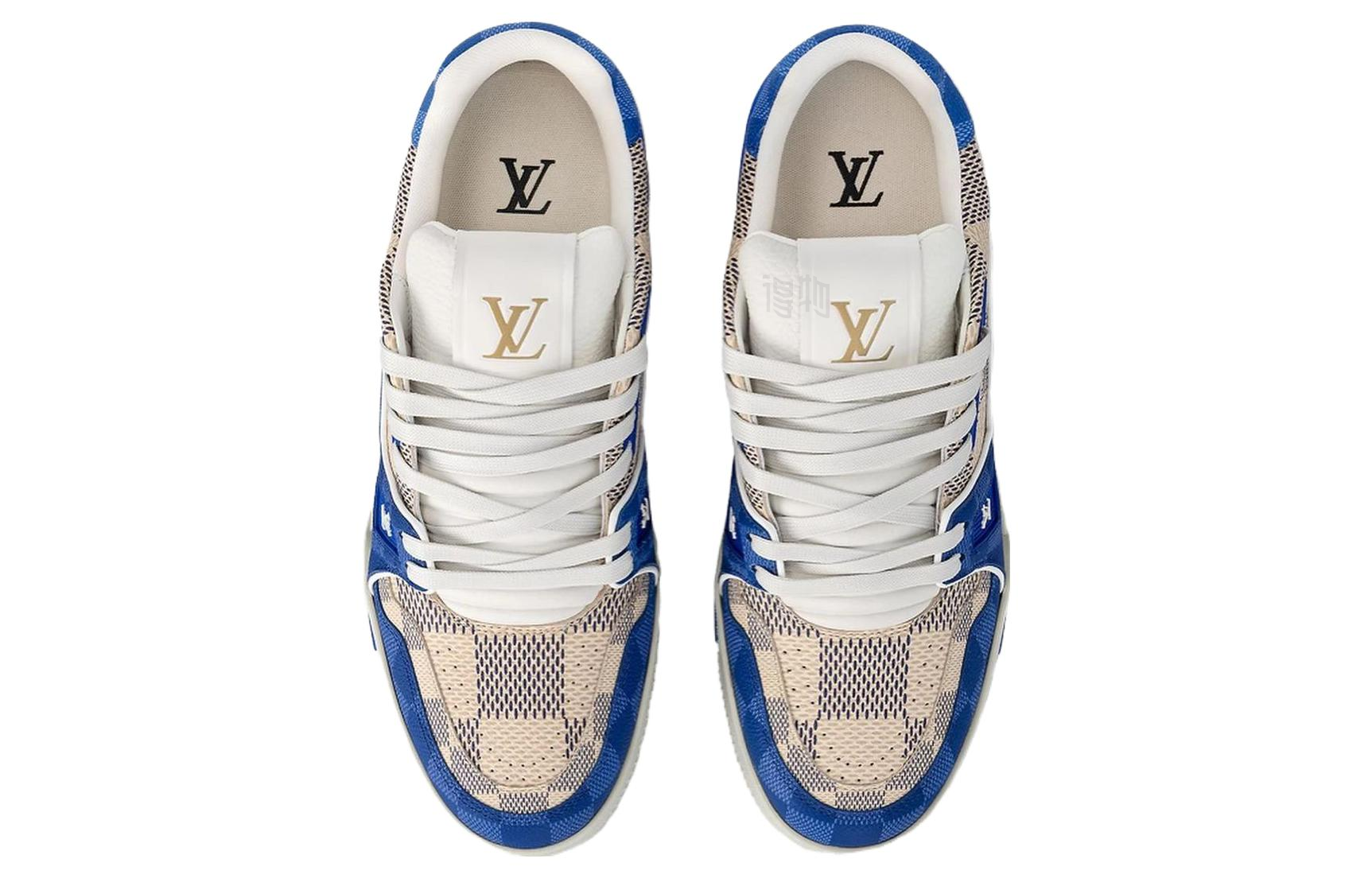 Мужские кеды Louis Vuitton LOUIS VUITTON Trainer (сине-бежевые) — фото 3