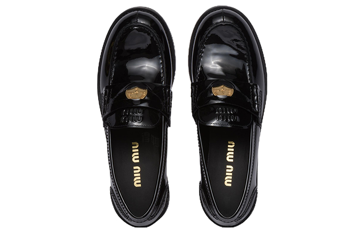 Женские лоферы MIU Penny из лакированной кожи (черные) — фото 4