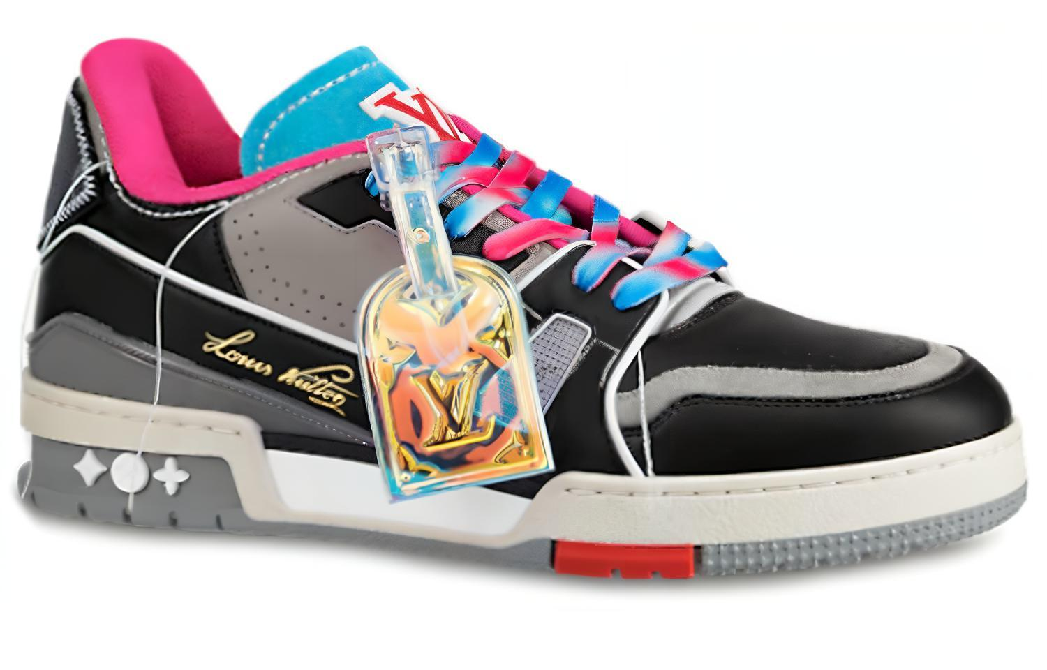 Мужские кеды Louis Vuitton LOUIS VUITTON Trainer (черно-серо-розовый) — фото 2