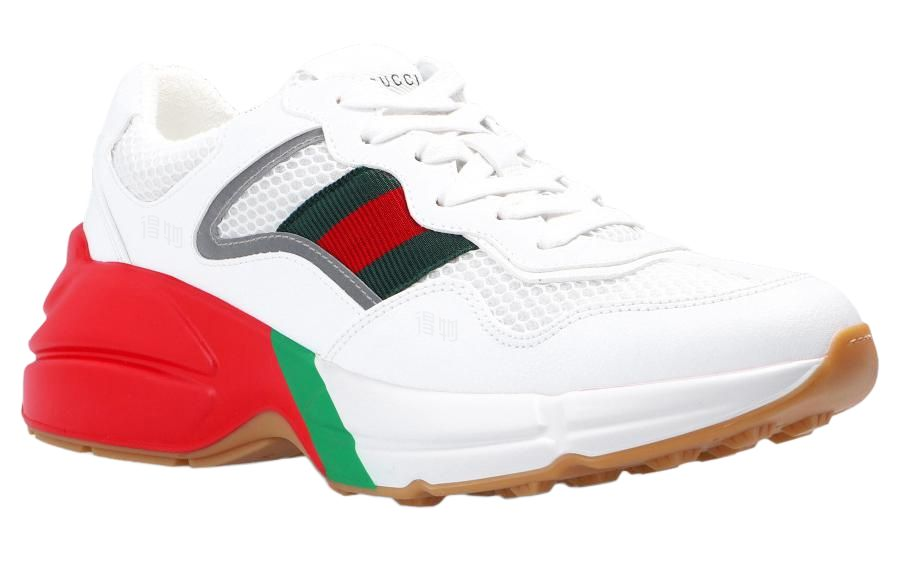 Женские кроссовки Gucci Rhyton (бело-красно-зеленые) — фото 3