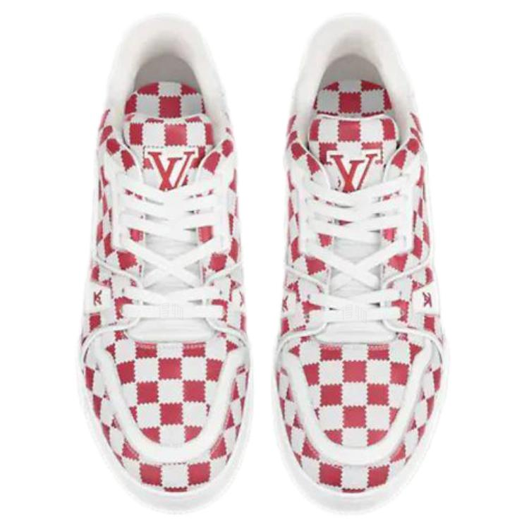 Мужские кеды Louis Vuitton x Nigo Trainer (бело-красные) — фото 2