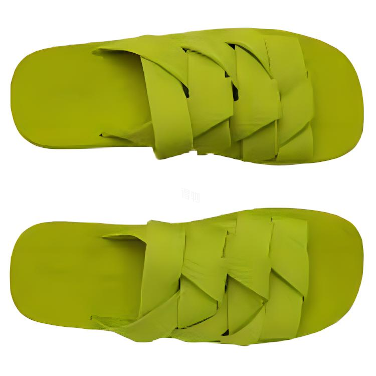 Мужские шлепанцы Bottega Veneta Plat (зеленые) — фото 5