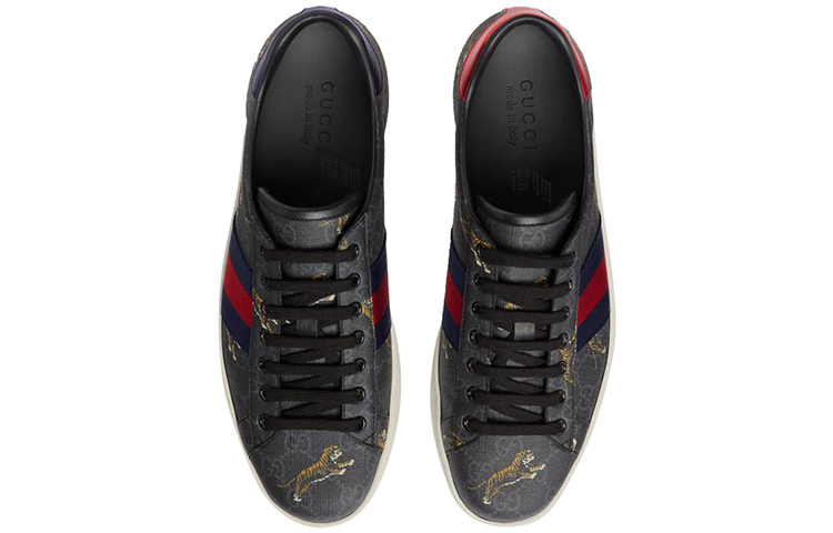Мужские кеды Gucci Ace (черно-серые) — фото 3