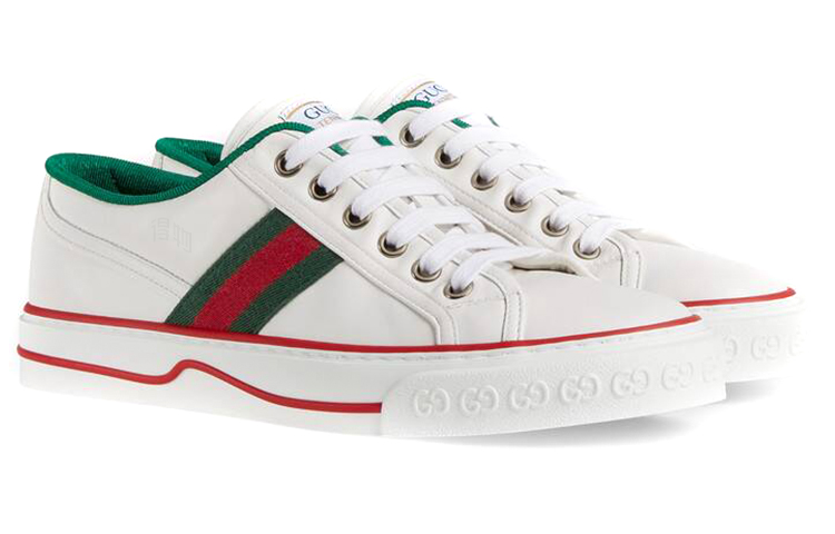 Женские кеды Gucci Tennis 1977 (бело-зелено-красные) — фото 3