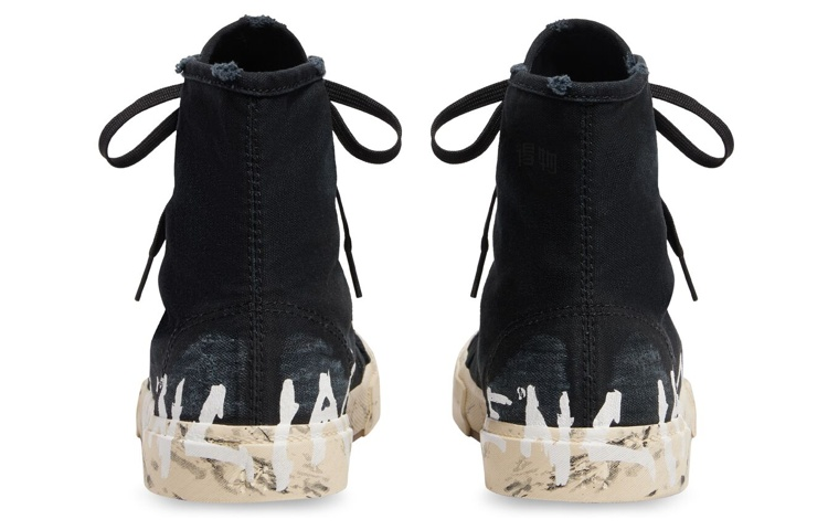 Мужские кеды Balenciaga Paris High Top Graffiti (черные) — фото 6