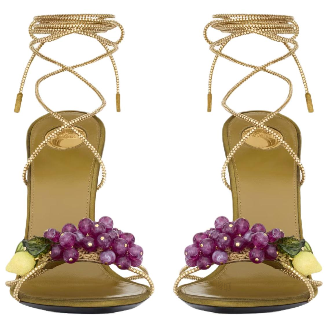 Женские босоножки SAINT LAURENT Chéri (желто-фиолетовые) — фото 5