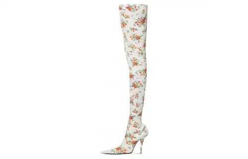 Balenciaga Knee High Boots 11cm Women's Floral White