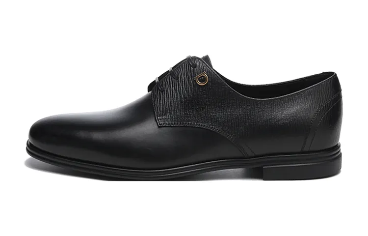 FERRAGAMO GANCINIGANCINI SPENCER first-layer cowhide lace-up derby shoes formal leather shoes men's black