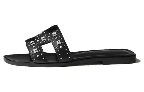 HERMES Oran Slide Slippers Women's Black