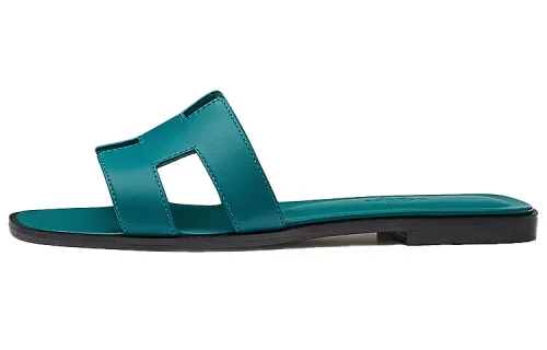 HERMES Slide Slippers Women's Velvet Blue