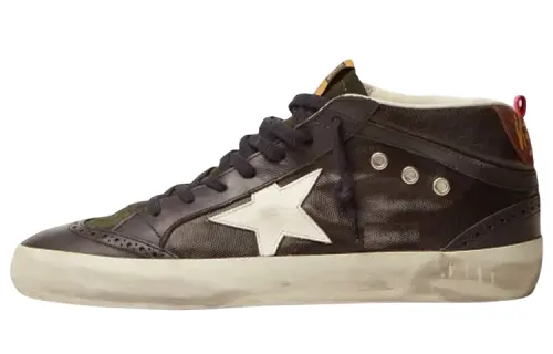 Golden Goose Mid Star Stylish Skateboarding Shoes Men's Black Distressed