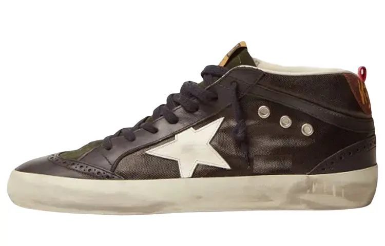 Golden Goose Mid Star Stylish Skateboarding Shoes Men's Black Distressed