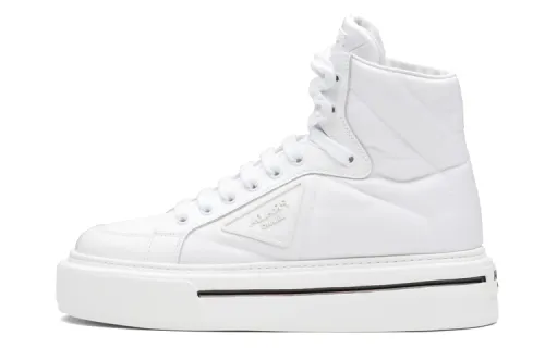 PRADA Macro High top Stylish Skateboarding Shoes Women's White