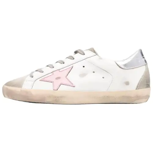 Golden Goose Super Star Leather Stylish Skateboarding Shoes Women's White Distressed