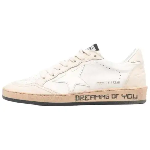 Golden Goose Ball Star Leather Stylish Skateboarding Shoes Women's Ecru Distressed