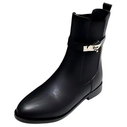 HERMES Short Chelsea Boots Women's Black