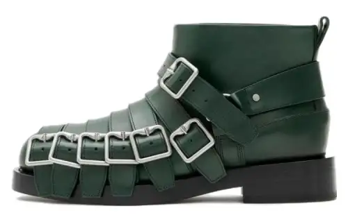 Burberry Cow Leather Ankle Boots Men's Vine Color