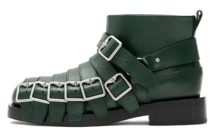 Burberry Cow Leather Ankle Boots Men's Vine Color