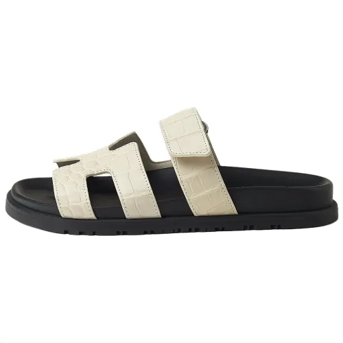 HERMES Chypre Slide Slippers Women's White