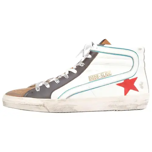 Golden Goose Slide Distressed Stylish Skateboarding Shoes Men's White
