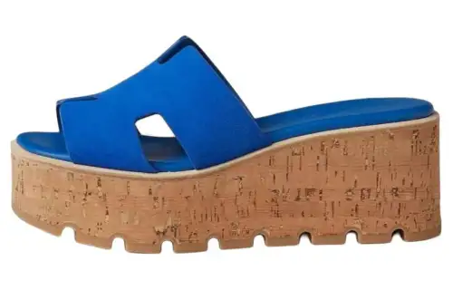 HERMES Eze Slide Slippers 7cm Women's Blue