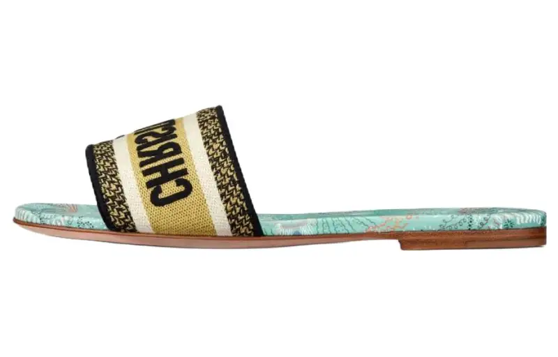 DIOR Dway Embroidery Slide Slippers Women's Mint Green