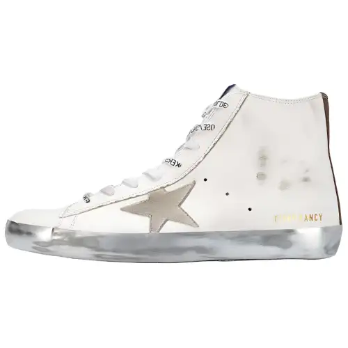 Golden Goose Francy Skateboard Shoes Men's White Silver Distressed