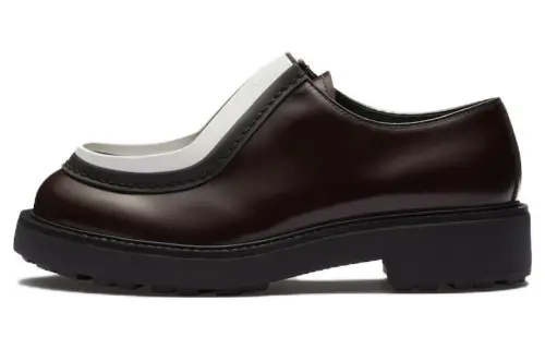 PRADA Opaque Brushed-leather Lace-up Shoes