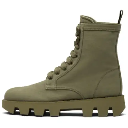 PRADA Top Grain Cow Leather Short Combat Boots Women's