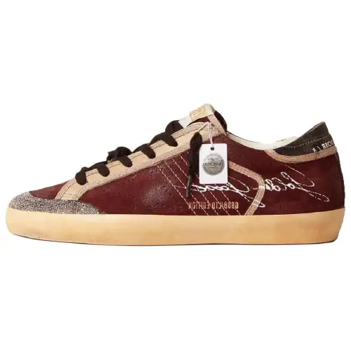 Golden Goose Super Star Penstar Low top Skateboard Shoes Women's Burgundy